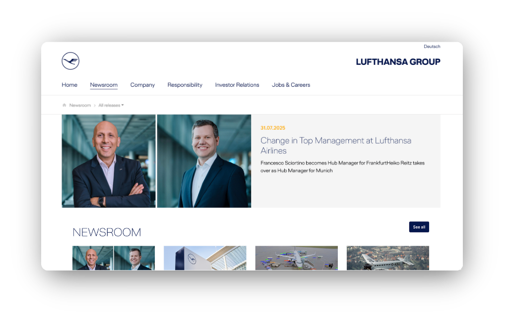 Case Study Newsroom Lufthansa